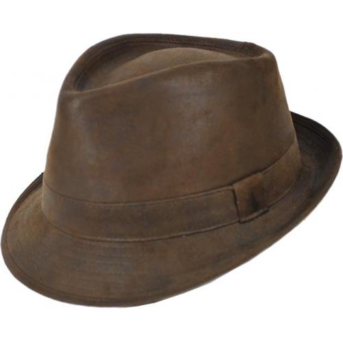 Dobbs Chocolate Brown "DC67TD5214"  Rawhide Look Fedora Hat